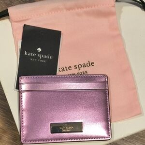 Kate Spade Metallic Pink Card Case NWT